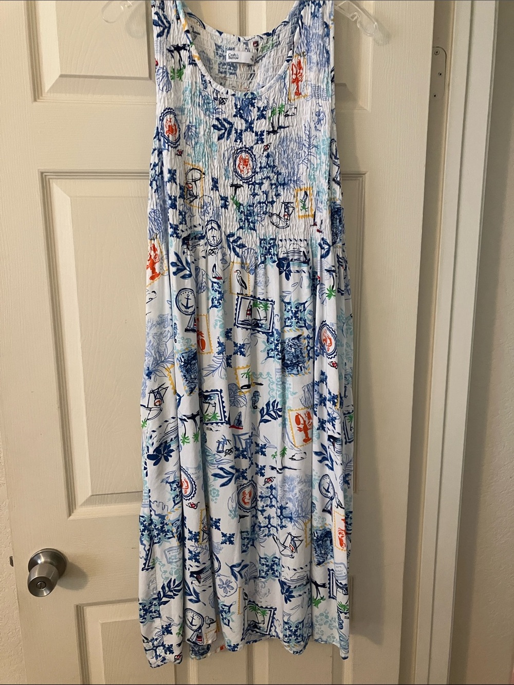 croft & barrow White Multicolor Coastal Print Maxi Skirt